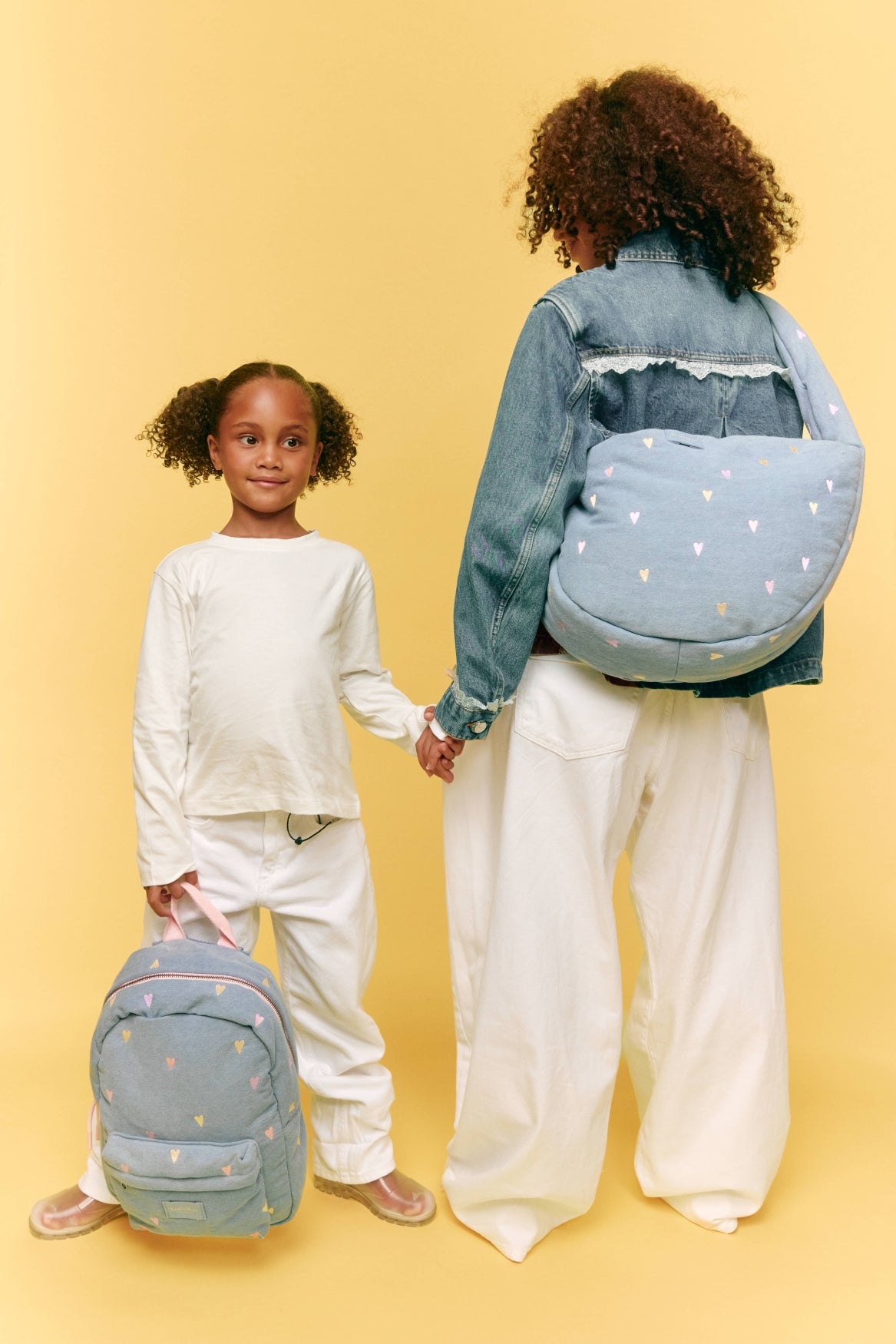 Studio Noos Denim Midi Rucksack Hellblau Herzen Kinder
