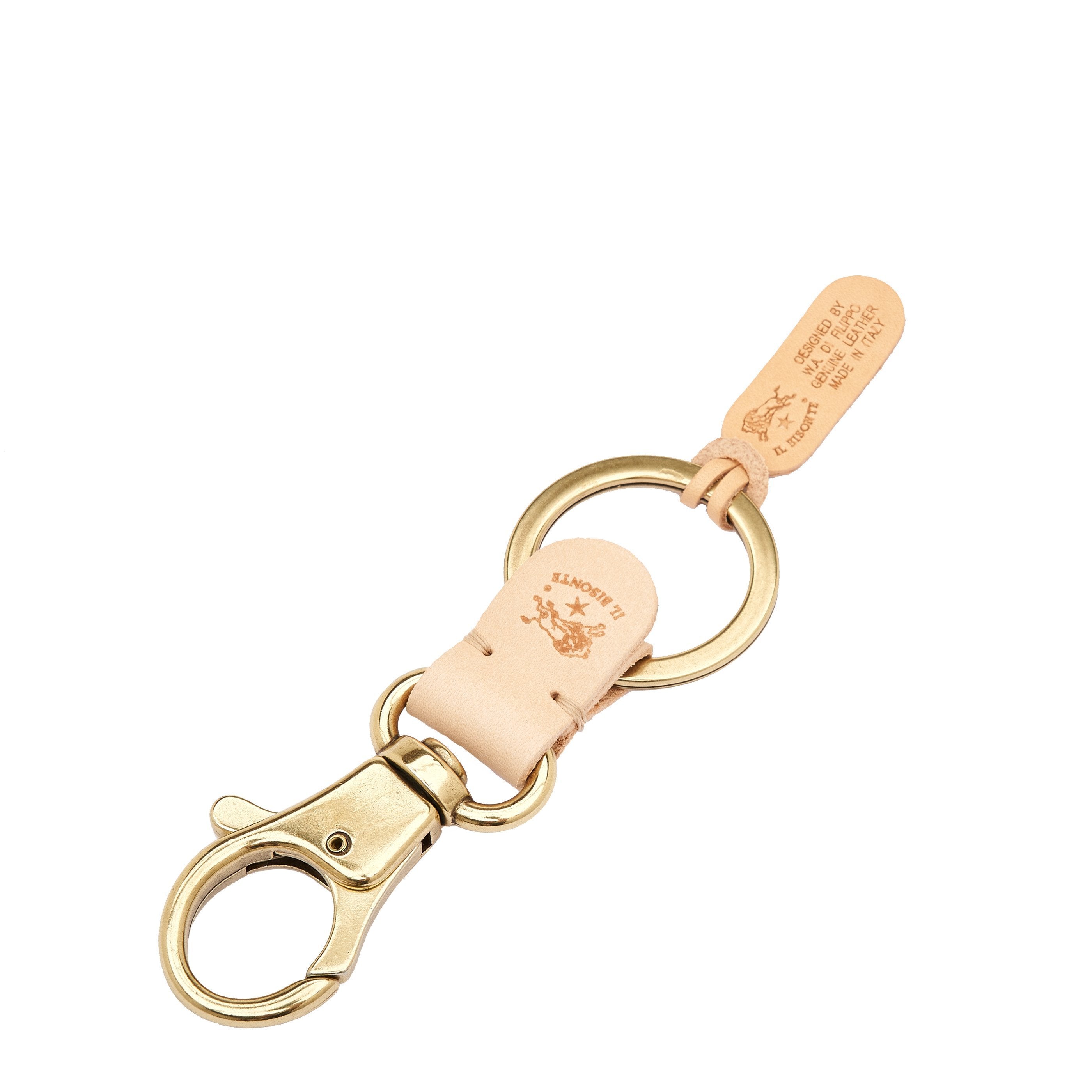 Il Bisonte Schlüsselanhänger Leder natur Karabiner