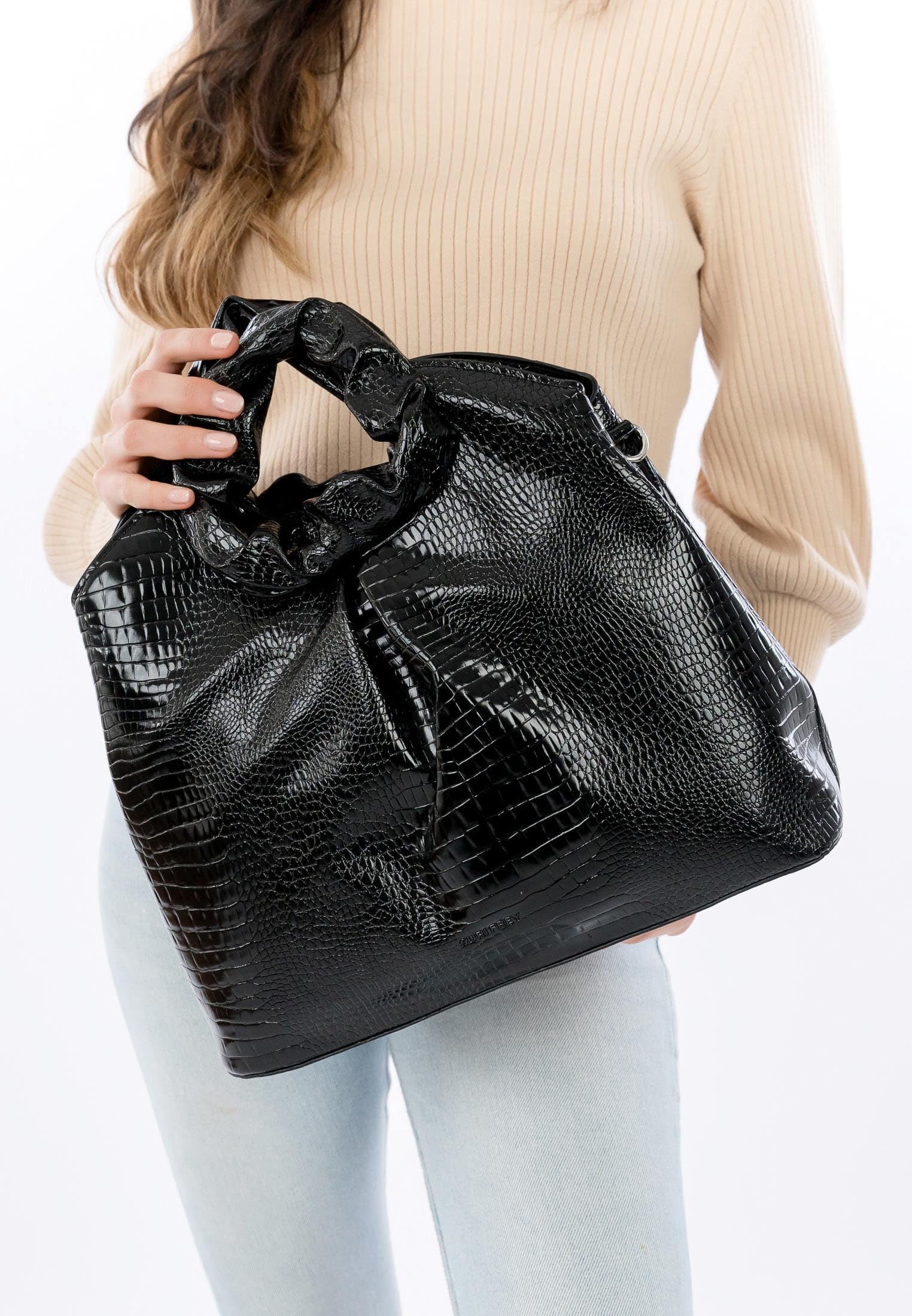 SURI FREY TechBag Shopper Black-Kroko Kroko-Optik