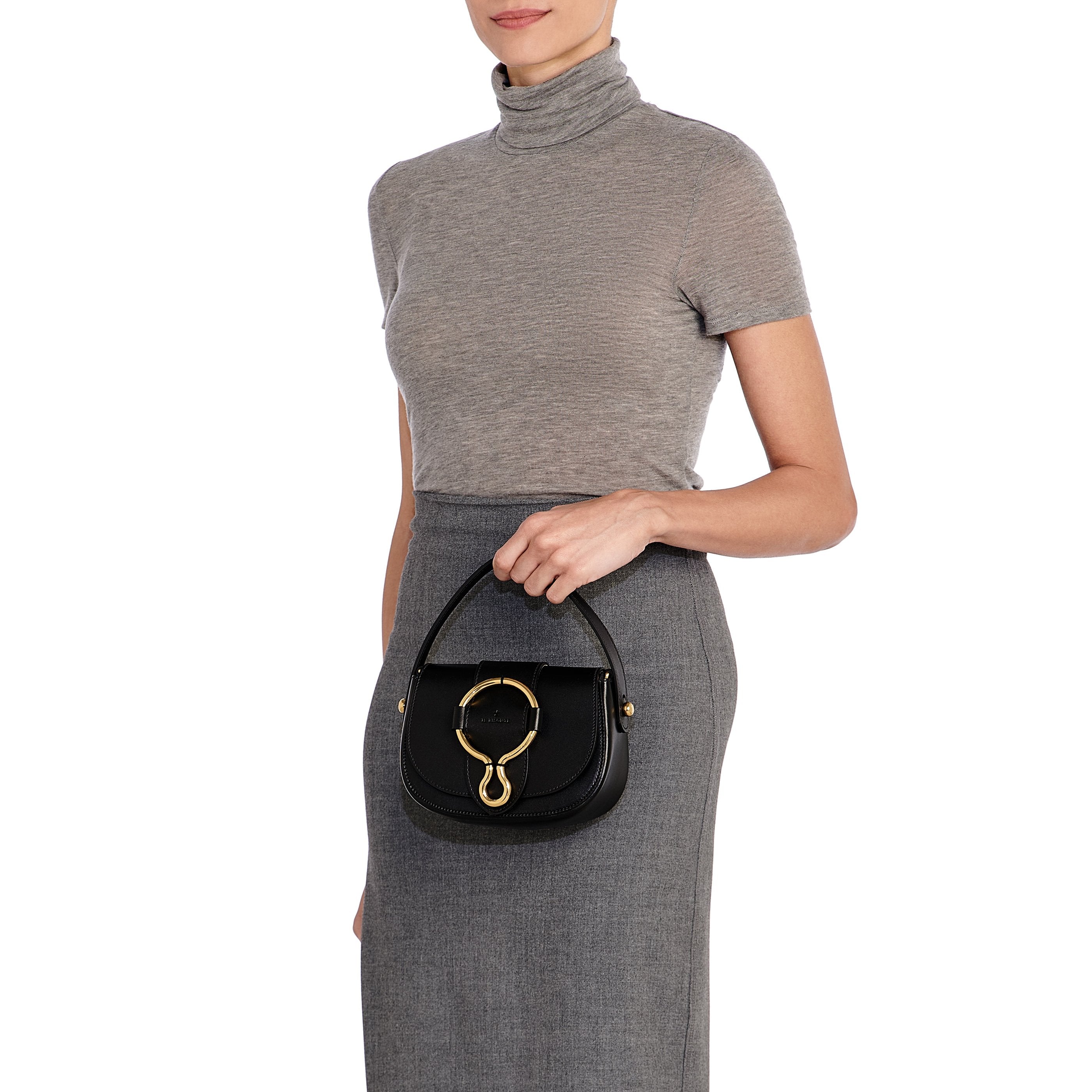 Il Bisonte Consuelo Handtasche Leder schwarz abnehmbarer Riemen