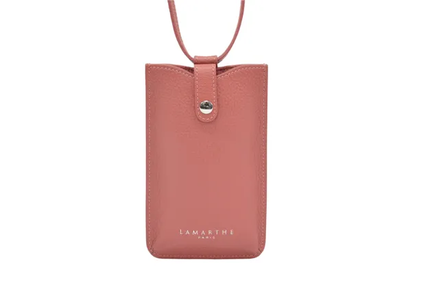 Lamarthe Ambre Handyhülle Rosa Leder Druckknopf