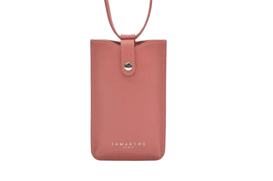 Lamarthe Ambre Handyhülle Rosa Leder Druckknopf