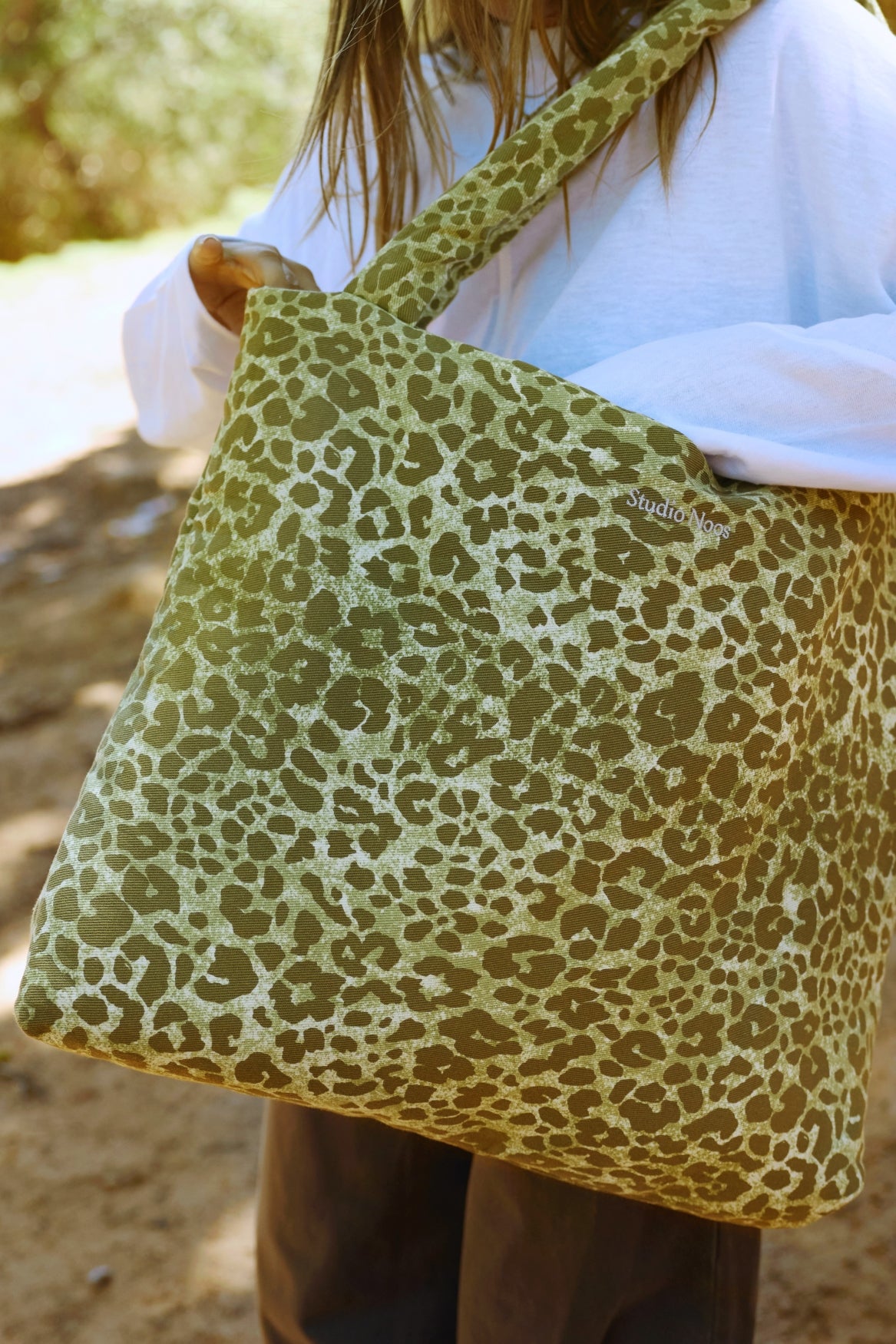 Studio Noos Cotton Mom Bag Shopper Green Leopard