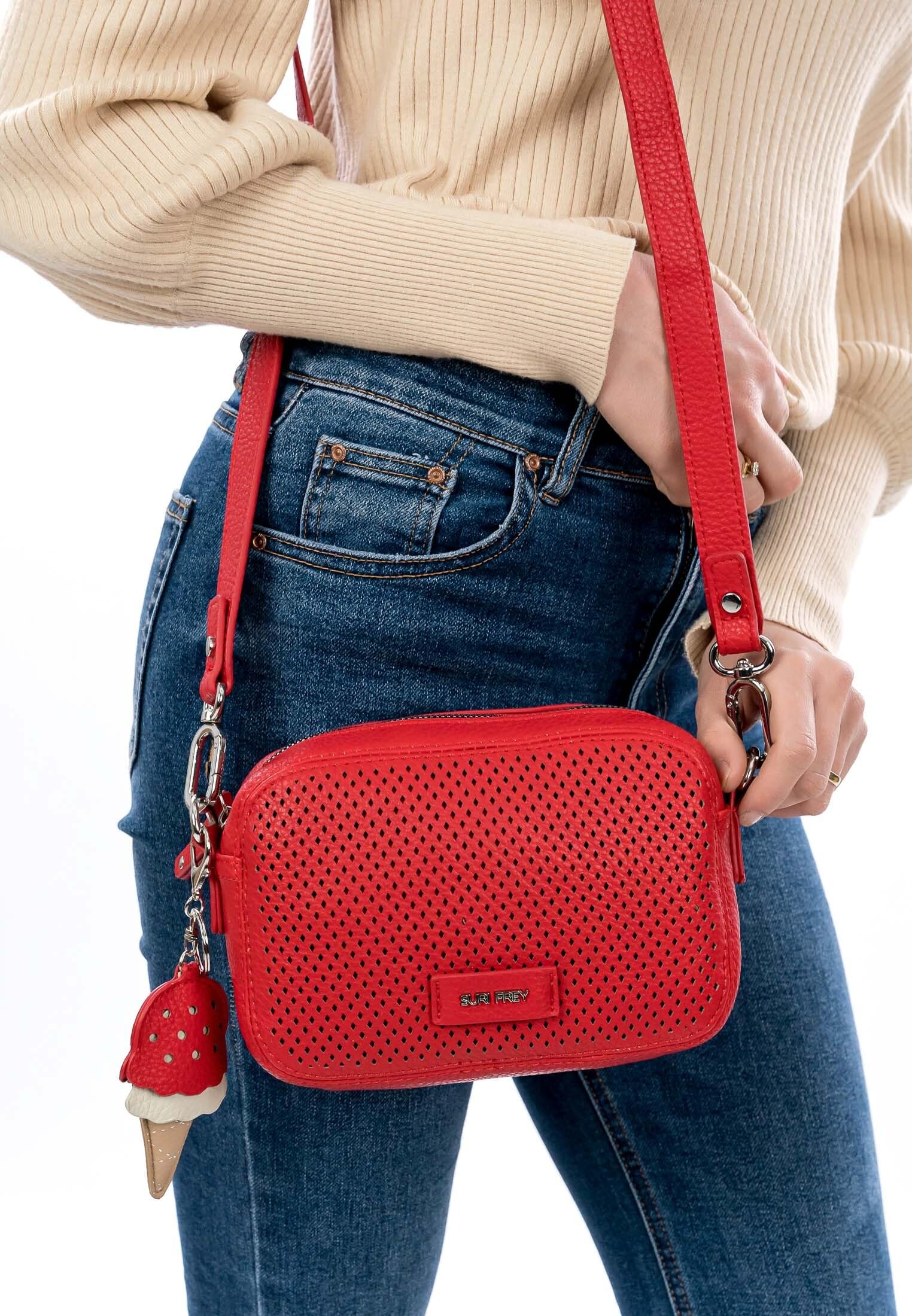 SURI FREY Cilly Crossbody Umhängetasche Rot perforiert