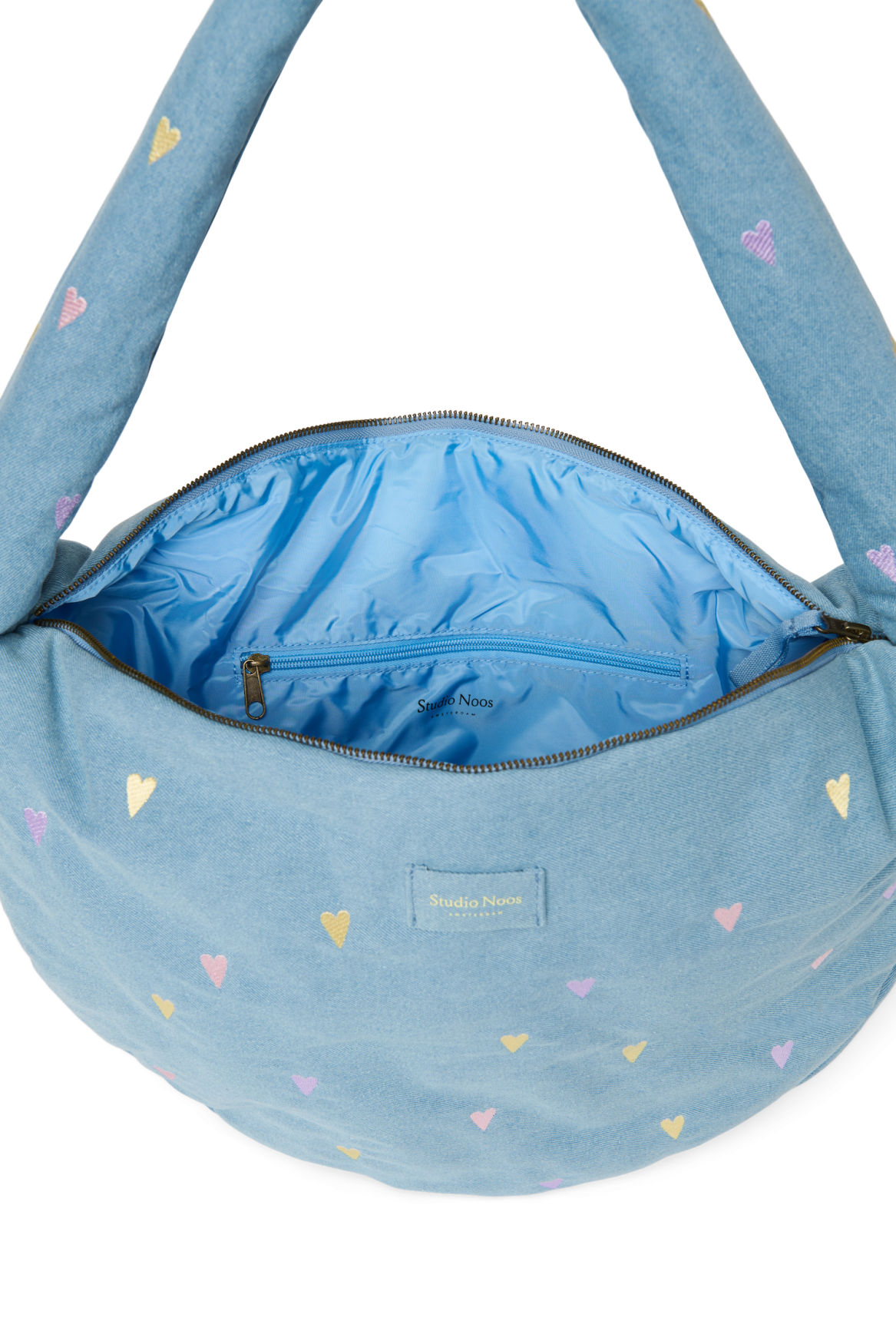 Studio Noos Denim Cross Body Bag Umhängetasche Light Blue Hearts