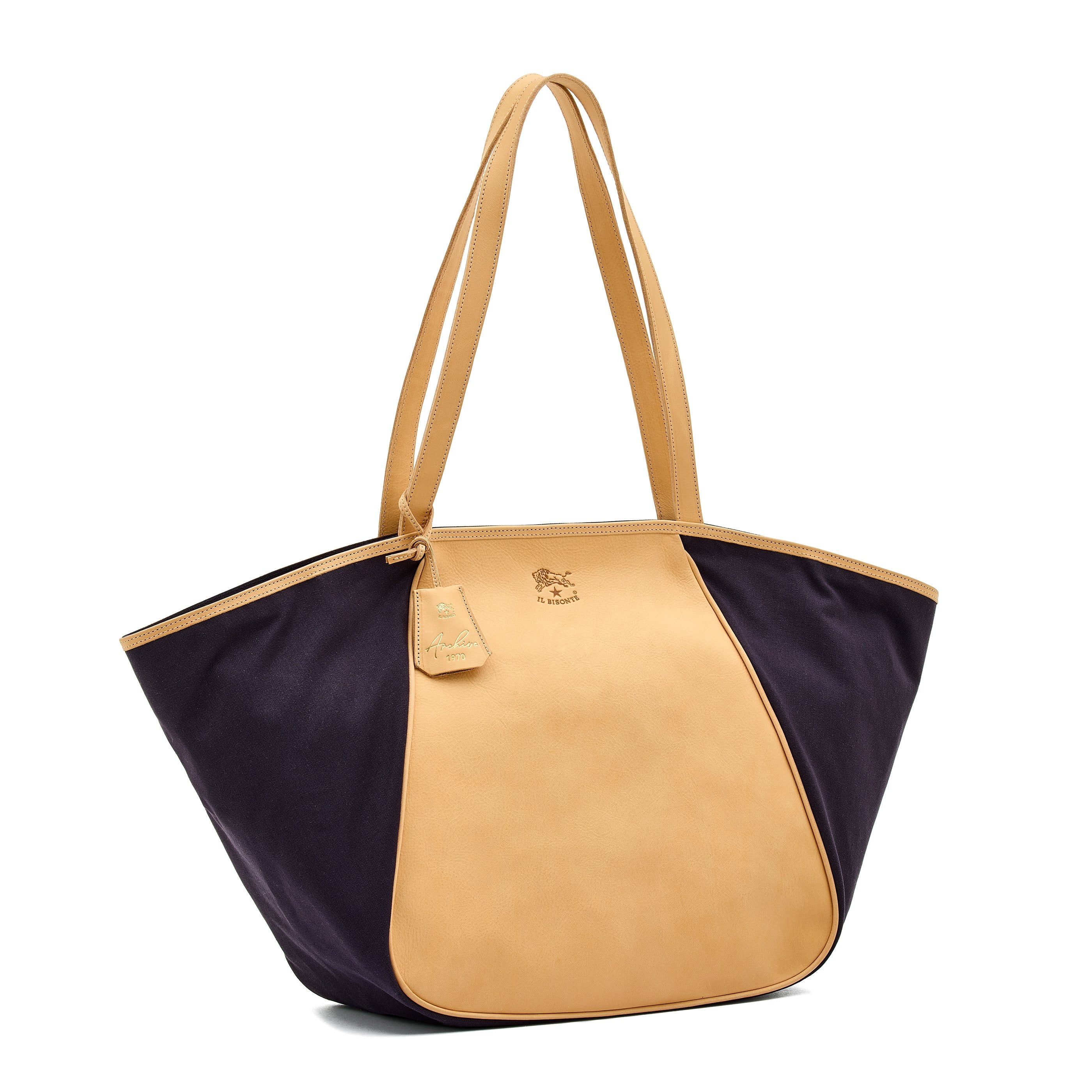 Il Bisonte Archive 1970 Shopper Blau Natur Stoff