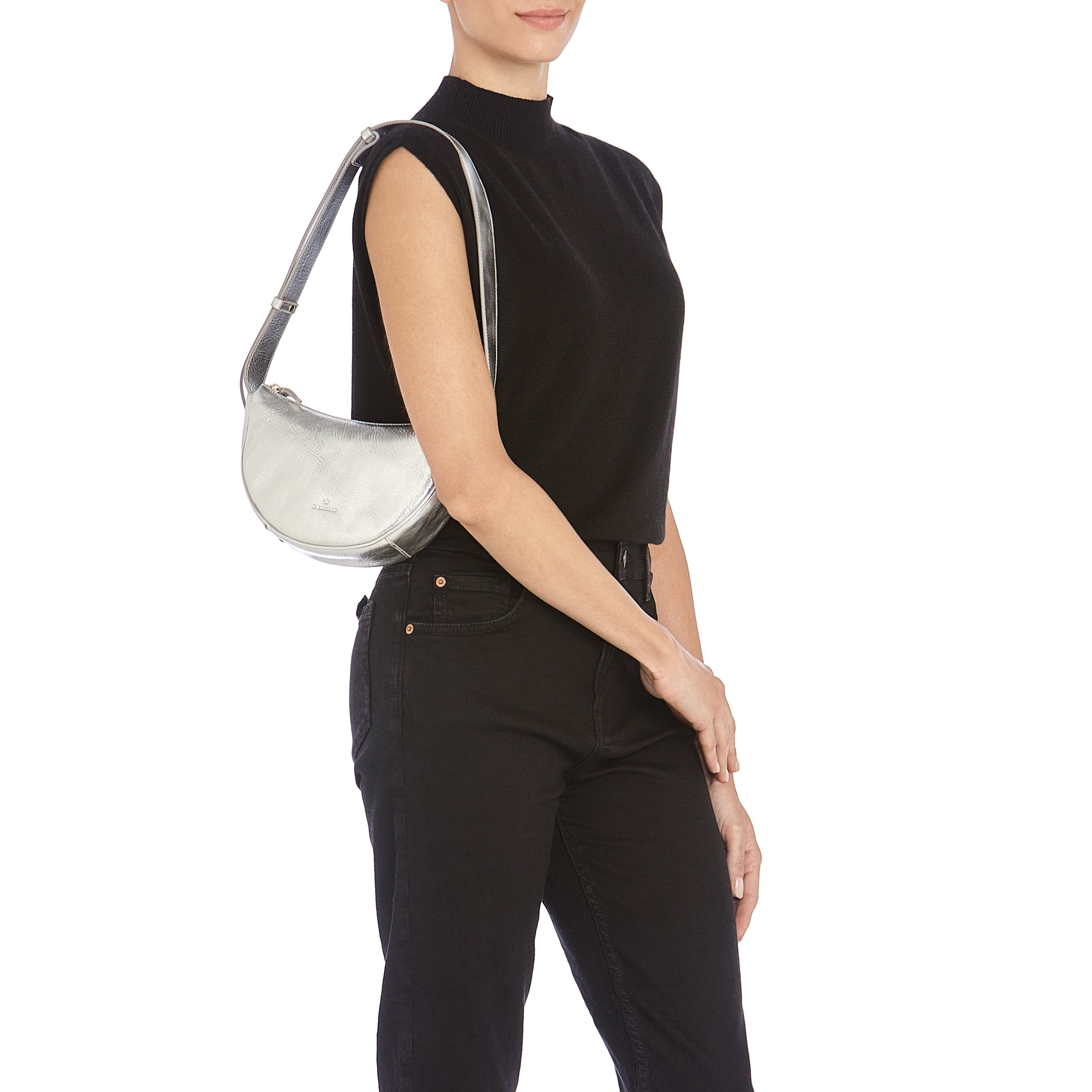 Il Bisonte Oliveta Hobo Silber Metallicleder