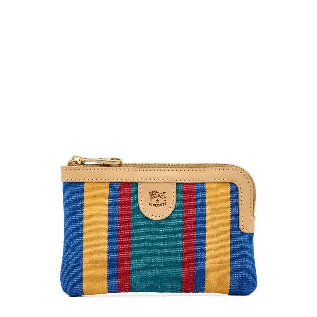 Il Bisonte Bustina Pochette Stoff bunt Lederbesatz