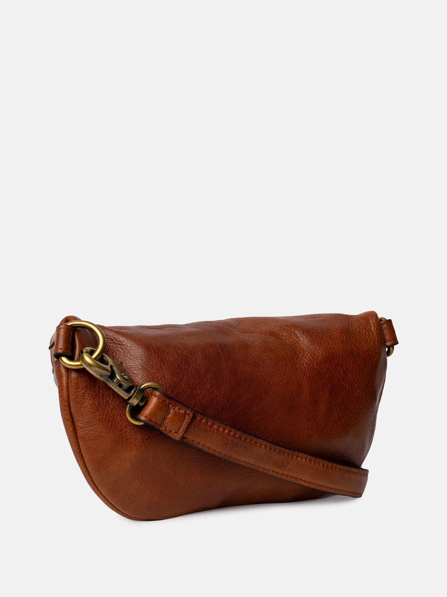 RE:DESIGNED Gisela Bauchtasche Walnut/Brass Vollleder