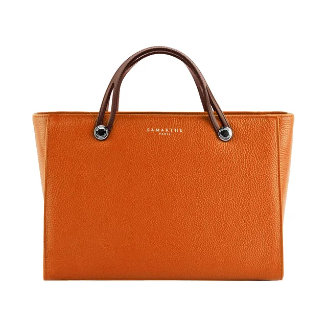 Lamarthe Fidèle Handtasche Orange Vollleder 36x25x14