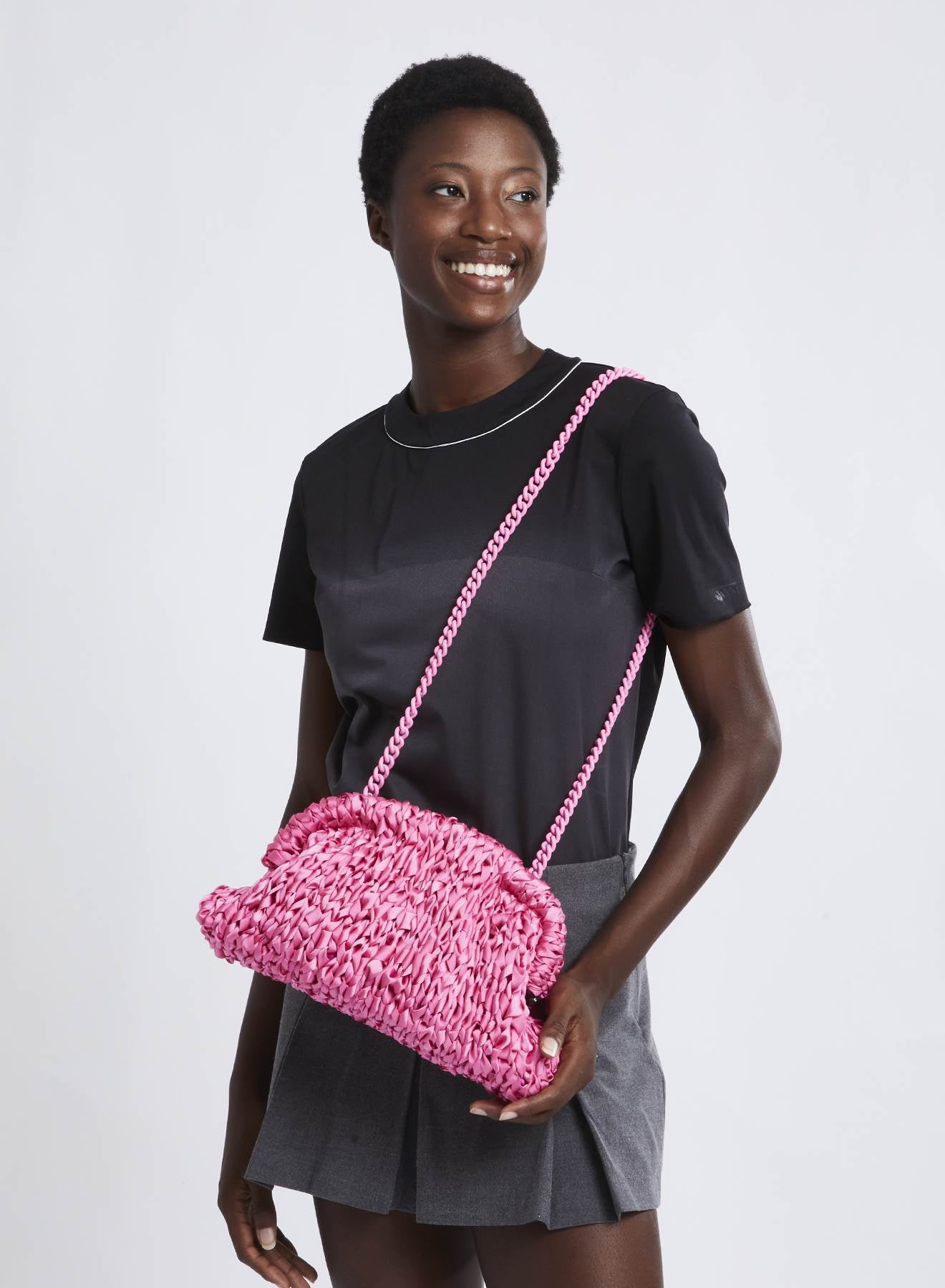Maria la Rosa Tricot Game Clutch Schwarz Strick