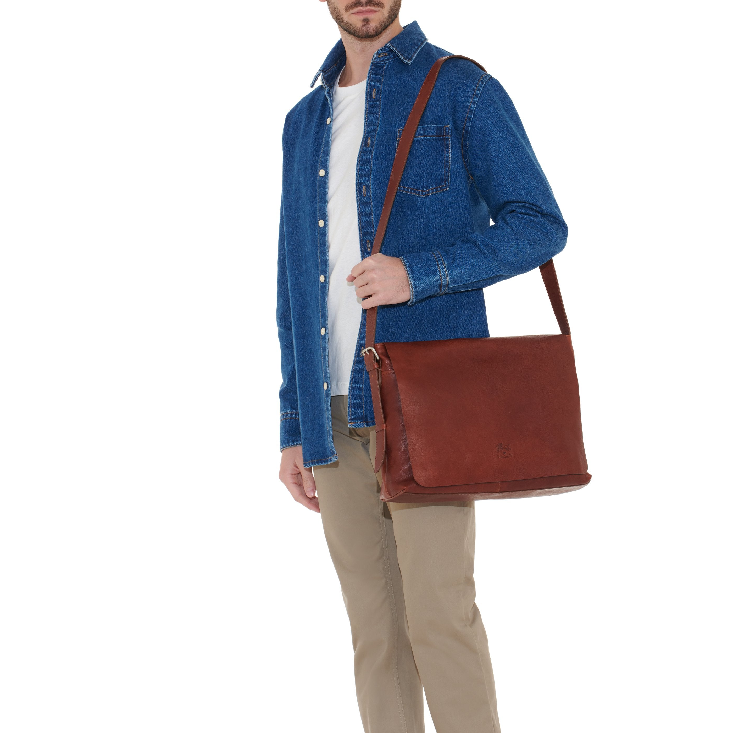 Il Bisonte Brolio Messenger seppia Rindsleder