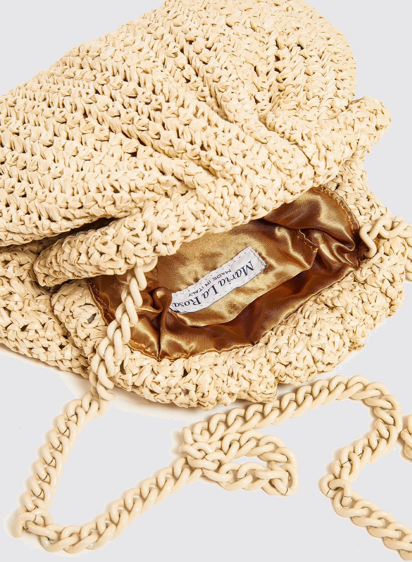 Maria la Rosa Mini Game Bag Crochet Clutch Ecru Raffia