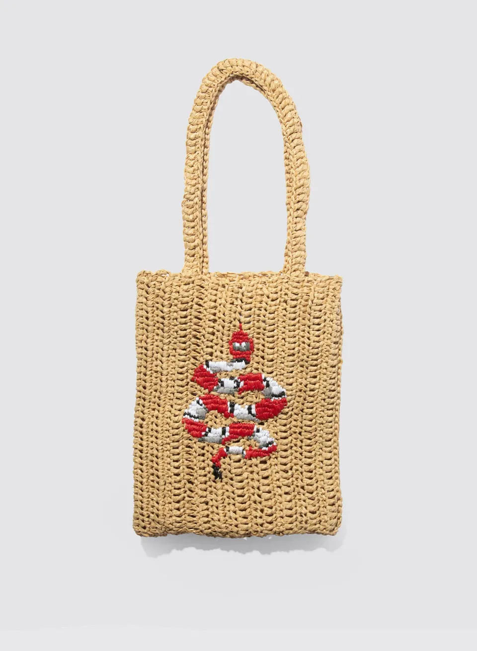 Maria la Rosa Snake Crochet Tote Natur Raffia