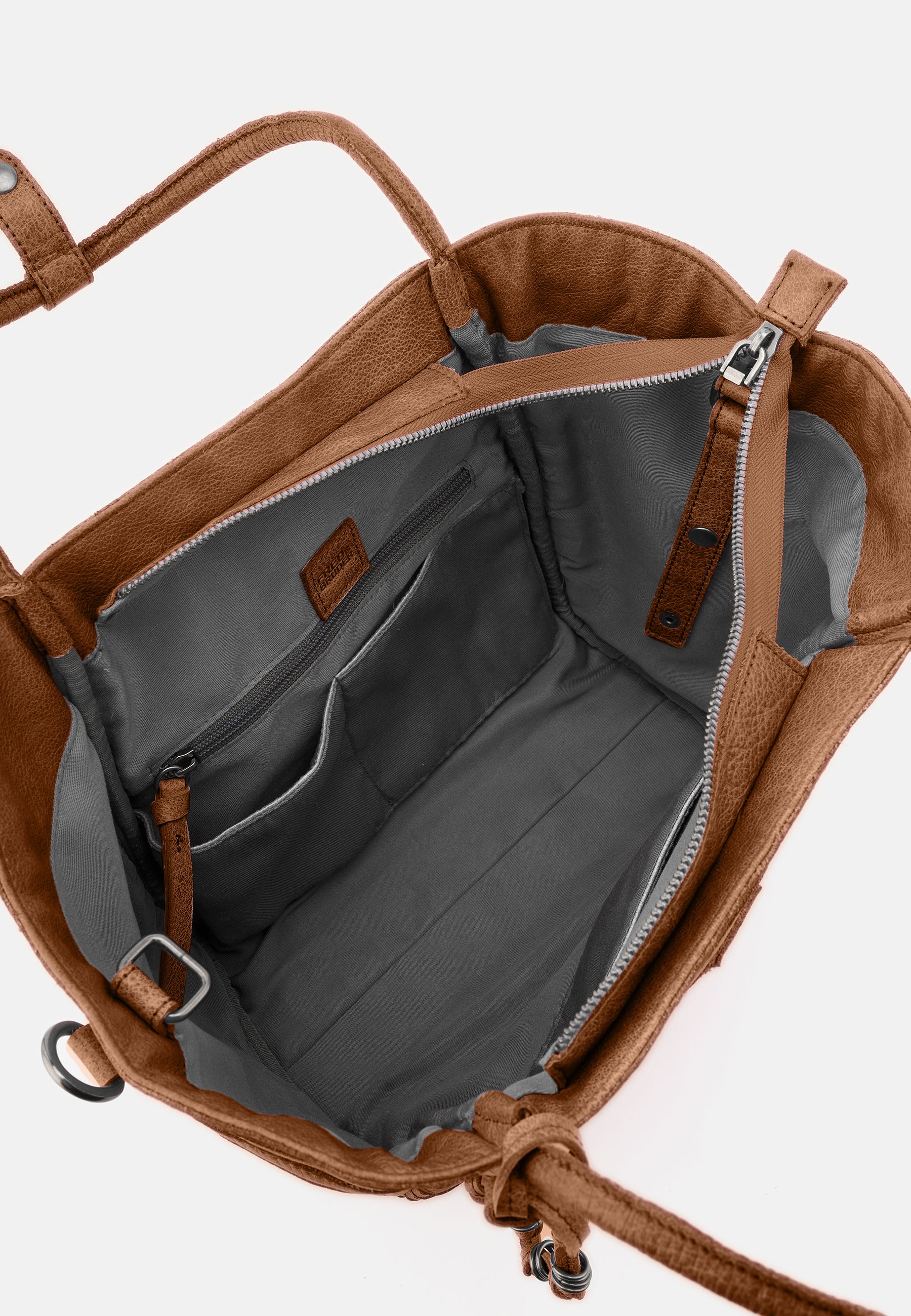 FREDsBRUDER All In Layer Shopper Tasche schwarz Rindsleder