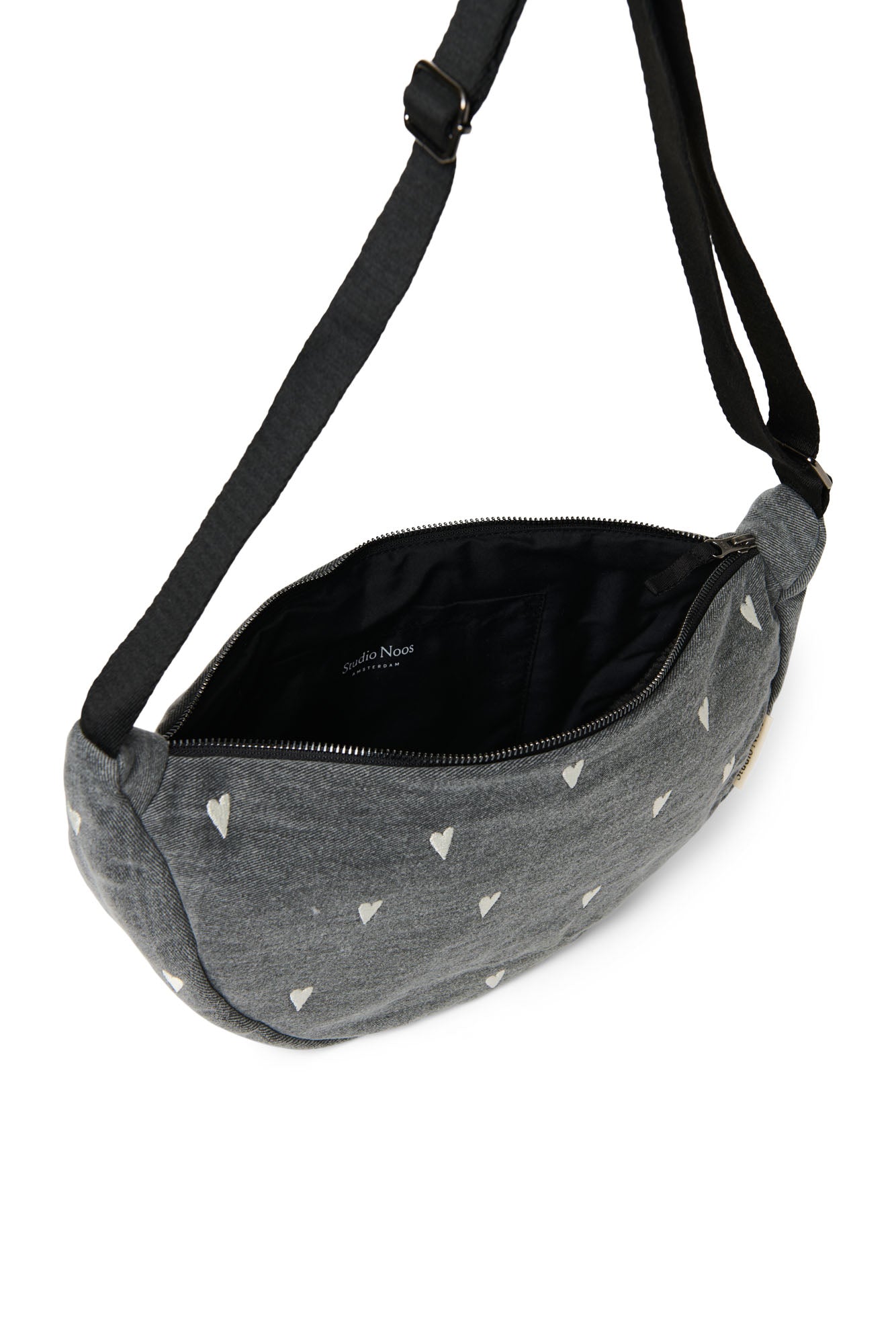 Studio Noos Denim Bauchtasche Grey Hearts Grau Denim