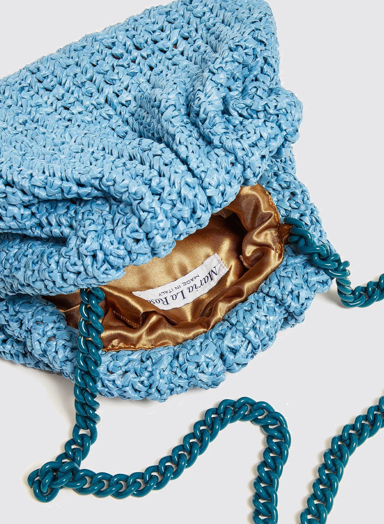 Maria la Rosa Mini Game Bag Crochet Clutch Ecru Raffia