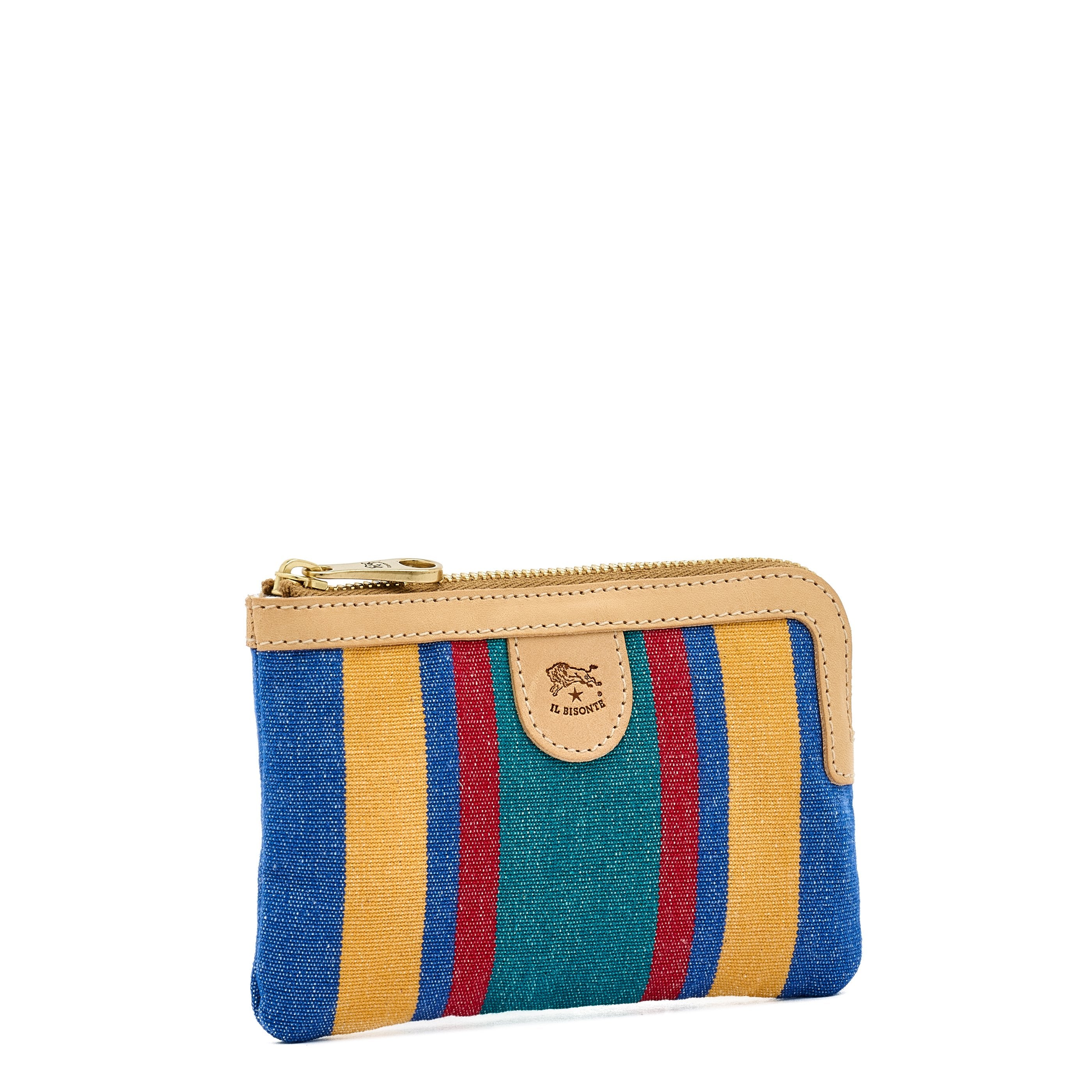 Il Bisonte Bustina Pochette Stoff bunt Lederbesatz