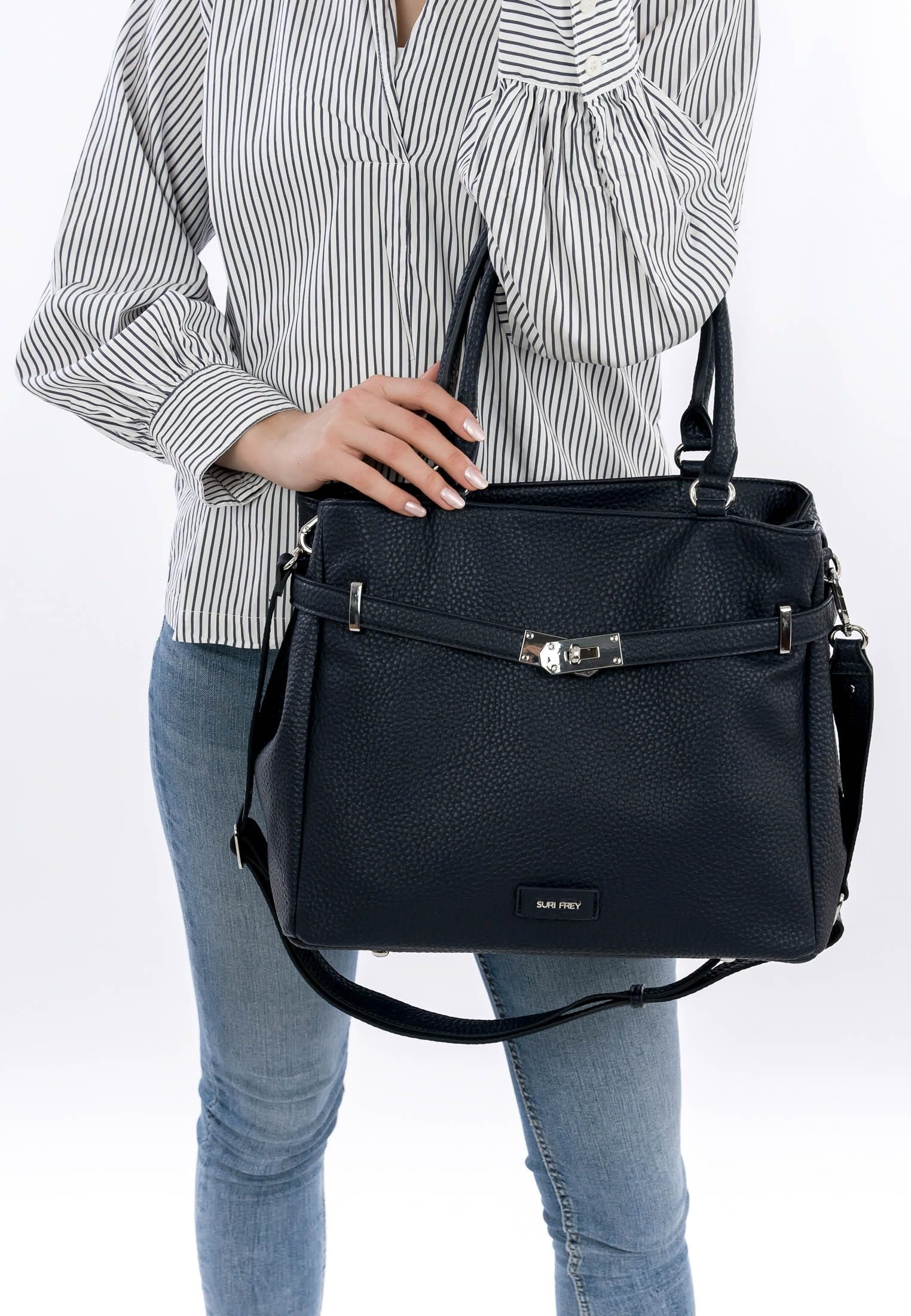 SURI FREY Leony Cityshopper M Handtasche Blau genarbt