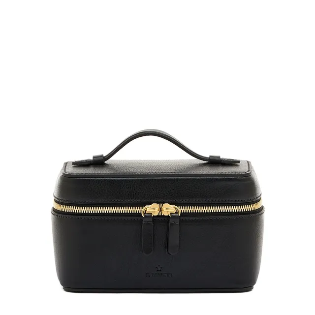 Il Bisonte Musa Kosmetiktasche Schwarz Leder