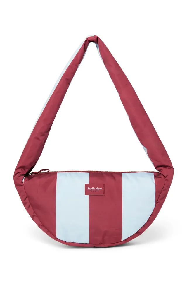 Studio Noos Bold Stripe Mini Crossbody Umhängetasche Bordeaux Hellblau