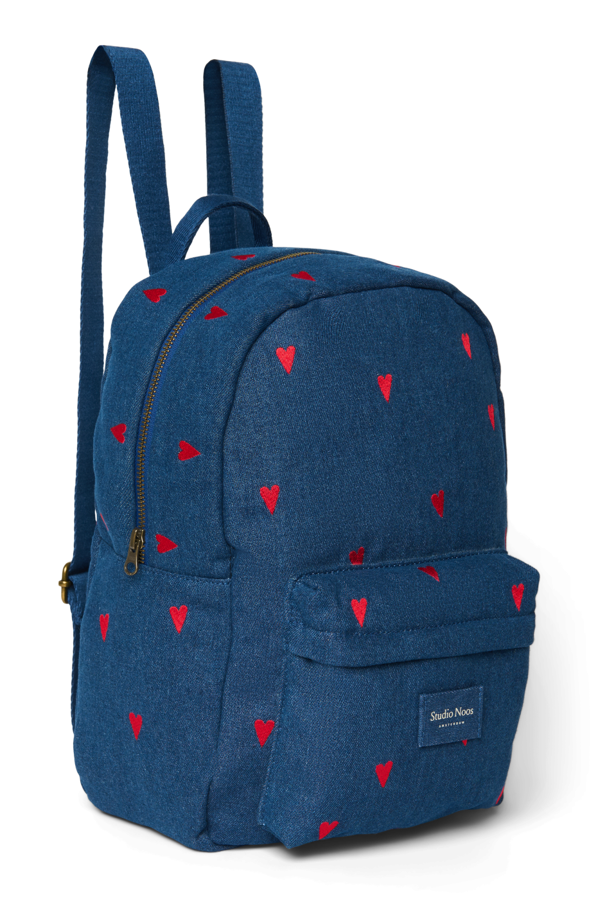 Studio Noos Denim Midi Rucksack Dark Blue Red Hearts Denim