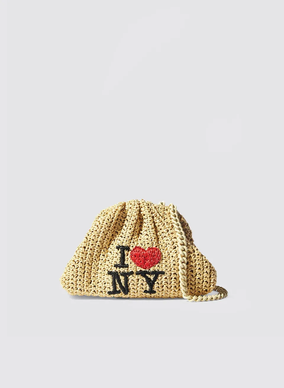 Maria la Rosa Mini Bag I Love NY Clutch Natural Häkel-Rafia