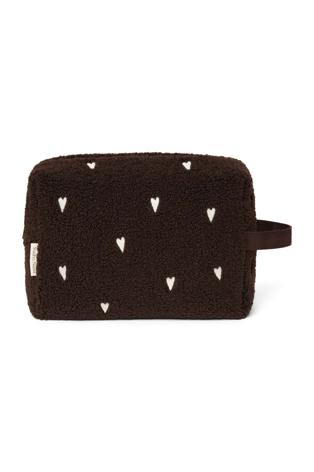Studio Noos Teddy Kulturbeutel Chocolate Hearts Braun