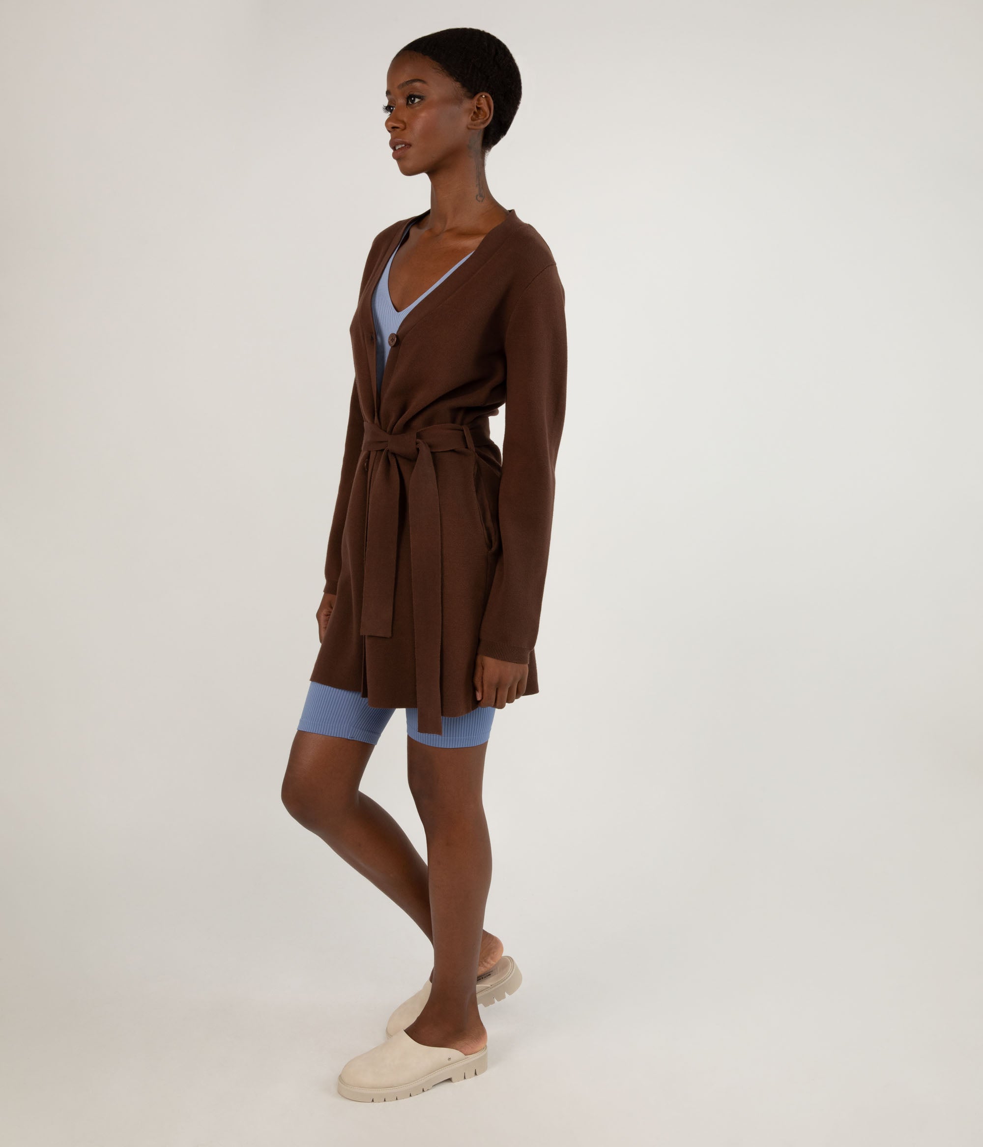 Matt & Nat Adelaide Button Down Cardigan Chestnut XS Biobaumwolle