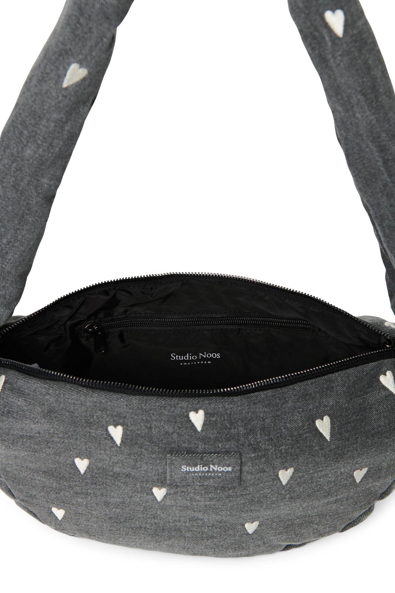 Studio Noos Denim Mini Cross Body Umhängetasche Grey Hearts