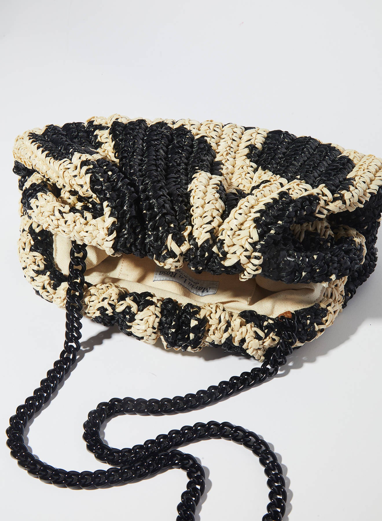 Maria la Rosa Americana Crochet Tasche Schwarz Ecru