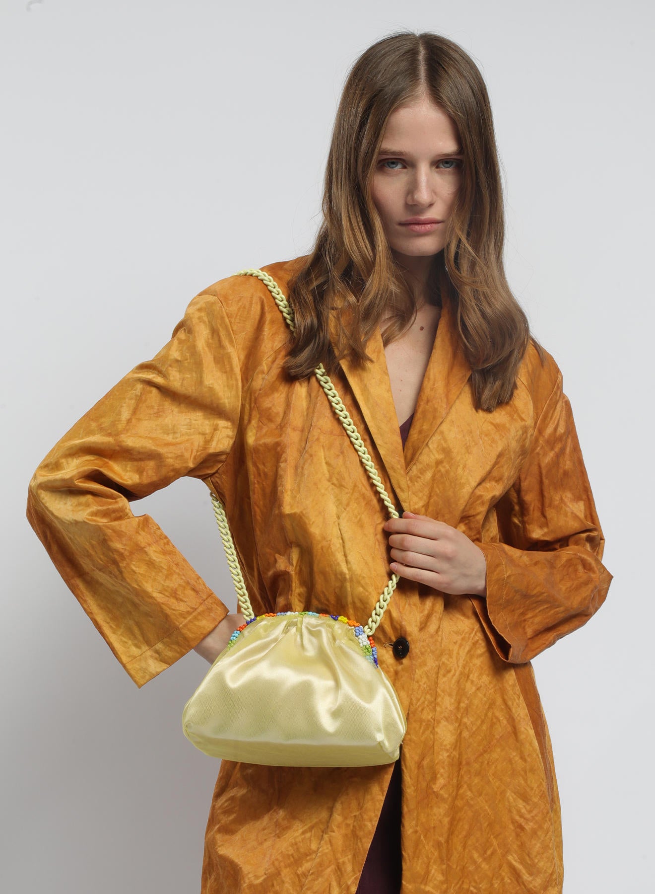 Maria la Rosa Ballet Mini Bag Baby Yellow Satin Clutch