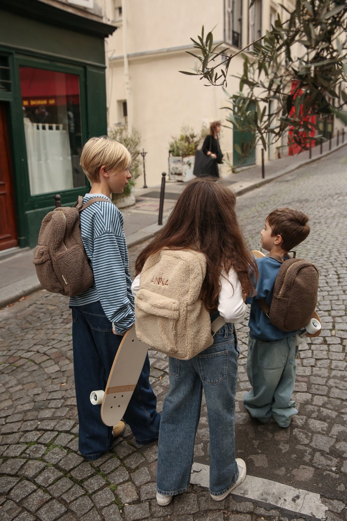 Studio Noos Teddy Midi Rucksack Ecru mit Vortasche
