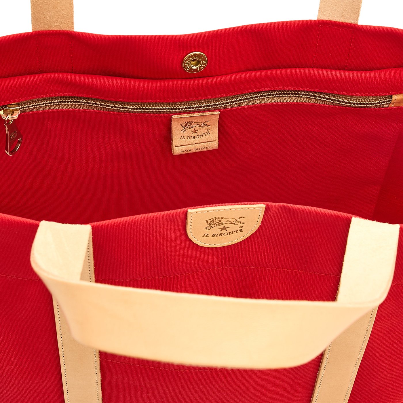 Il Bisonte Shopping Shopper Canvas rot-natur