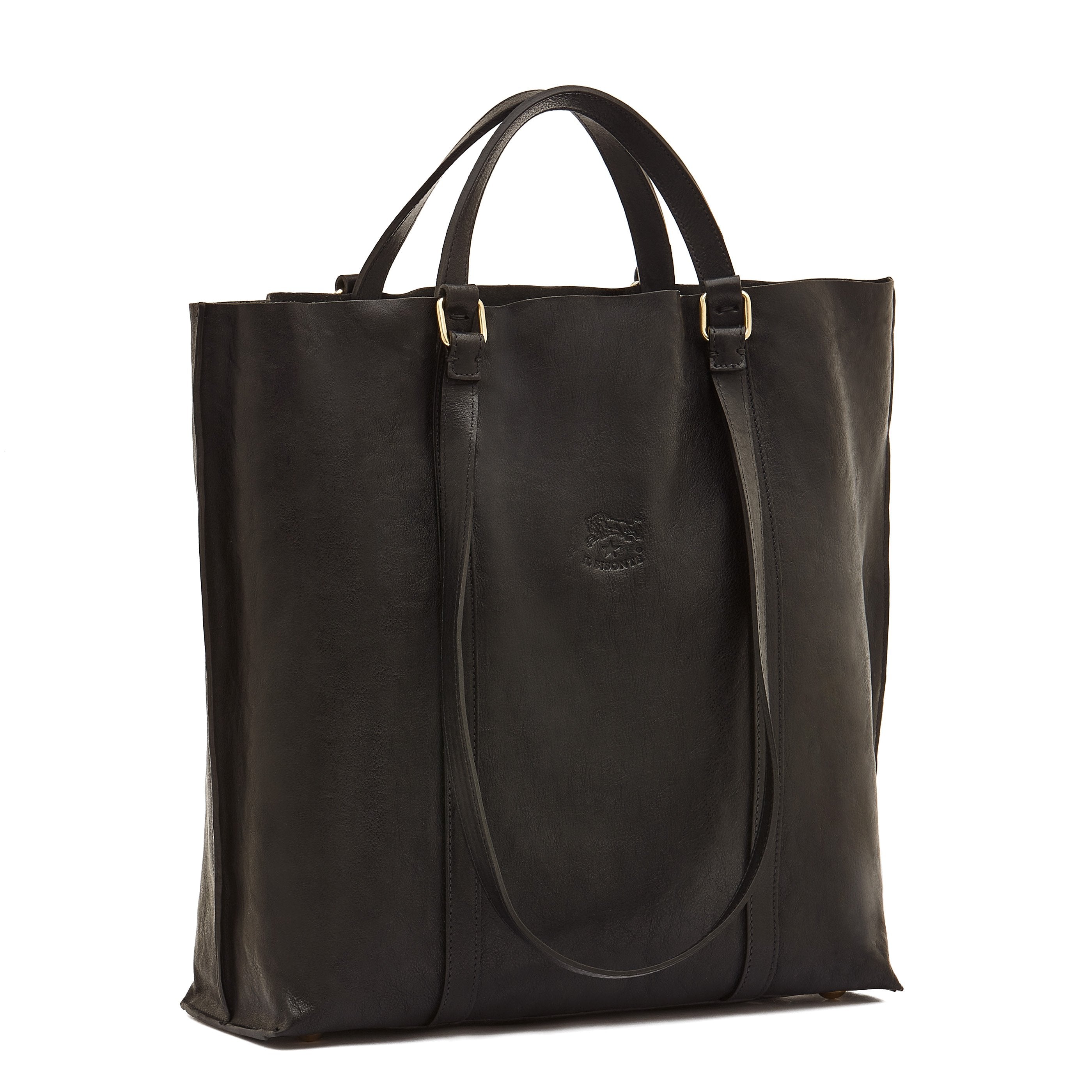 Il Bisonte Handtasche Rindsleder schwarz Vollleder