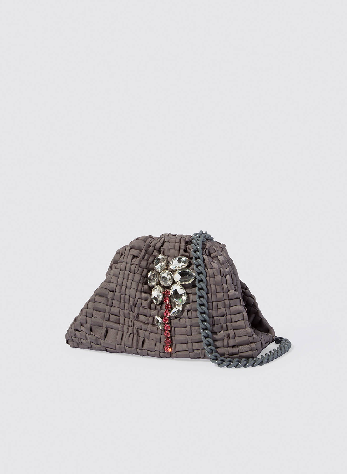 Maria la Rosa Crystal Petal Mini Bag Clutch Puderblau Stick