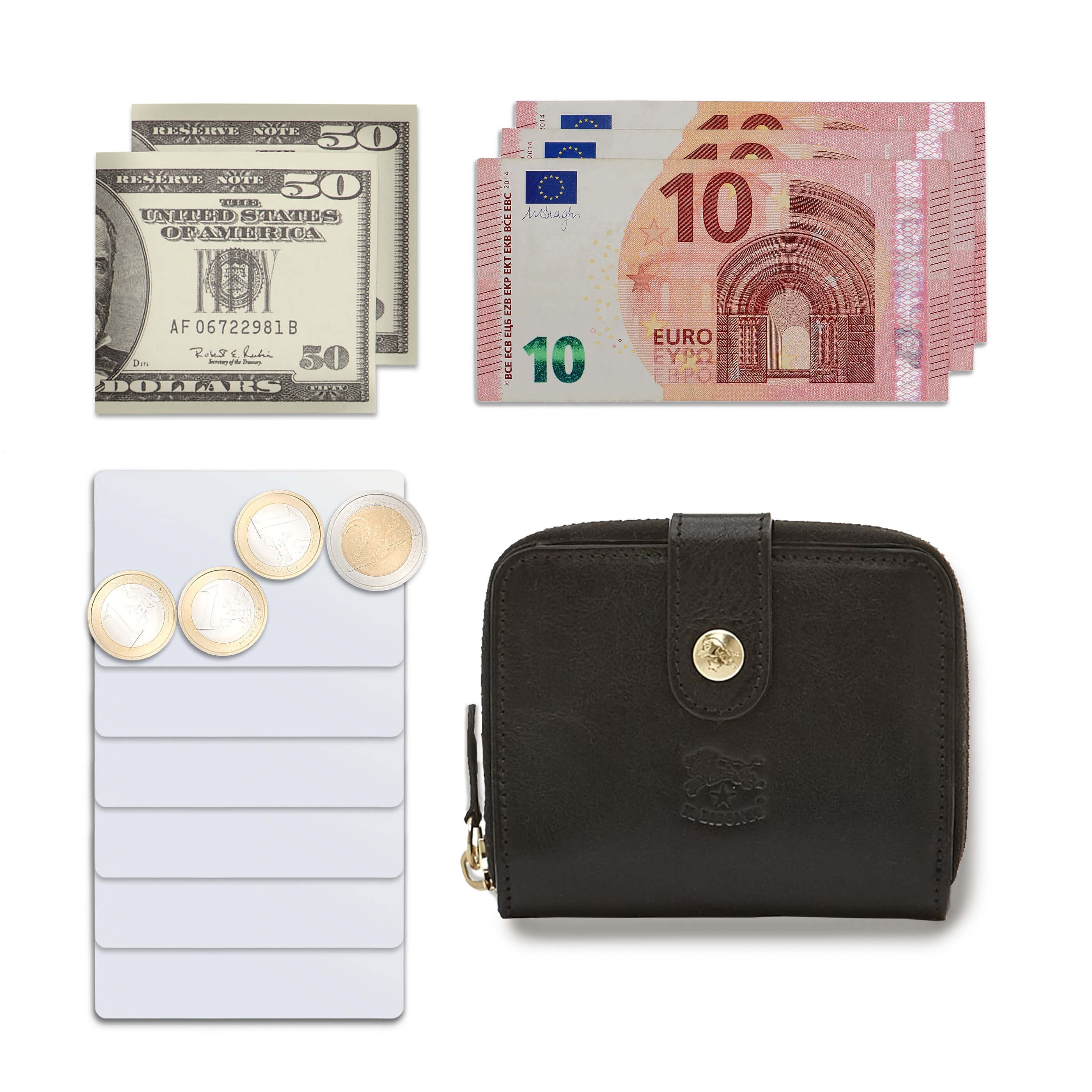 Il Bisonte Portemonnaie Rindsleder schwarz