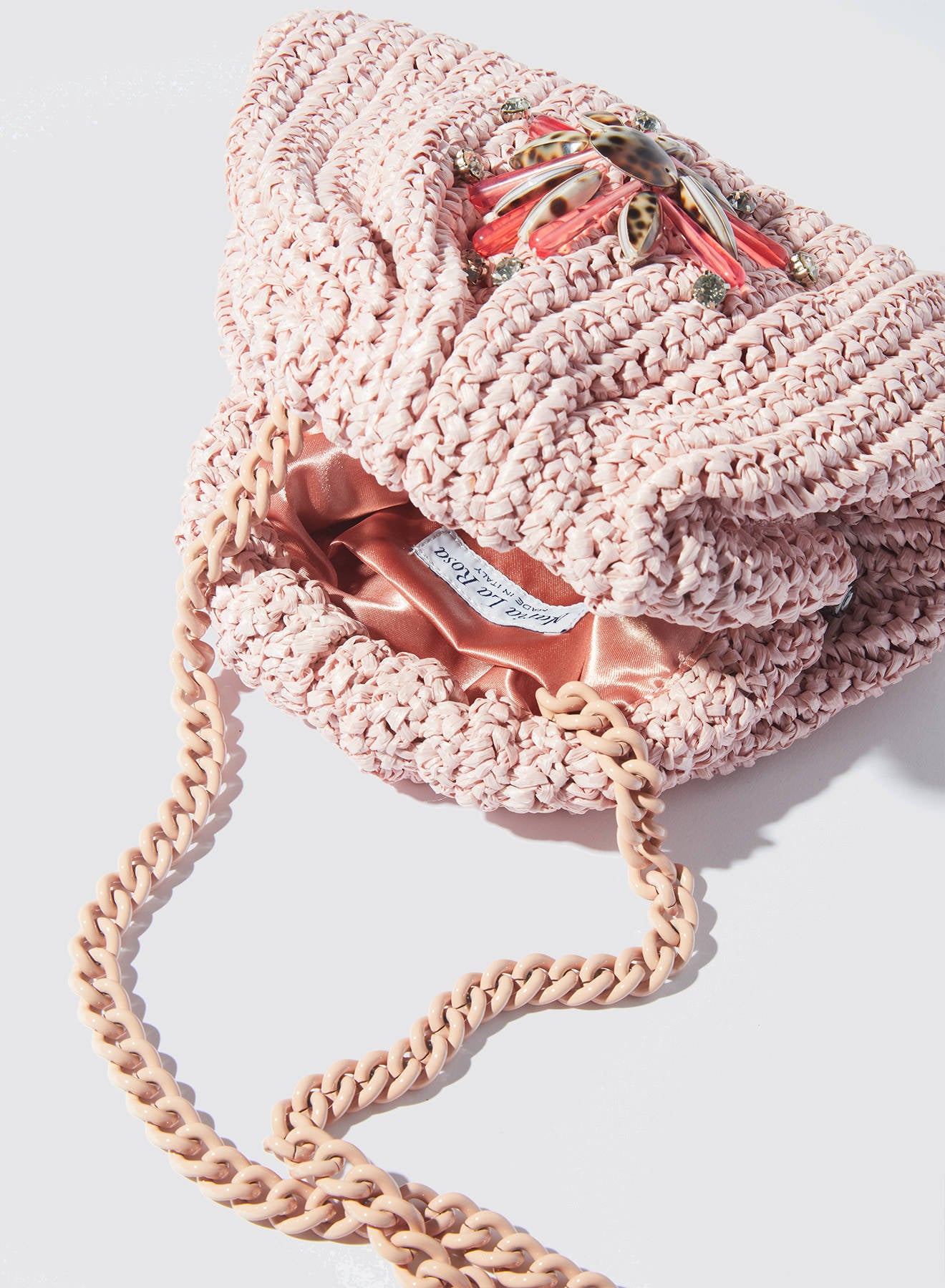 Maria la Rosa Raffelle Mini Bag Clutch Pink Häkel