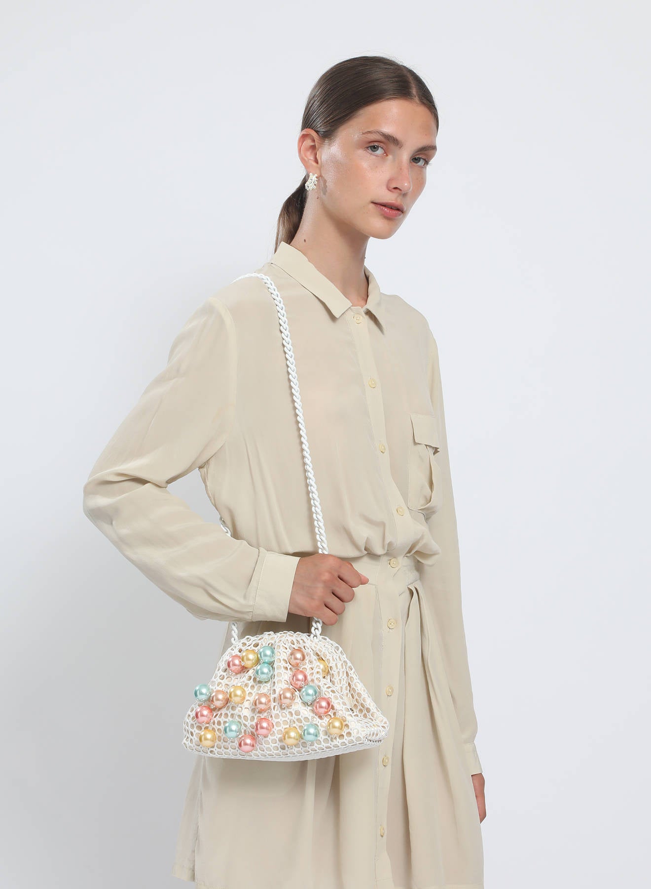 Maria la Rosa Volée Mini Bag Clutch Schwarz Perlen