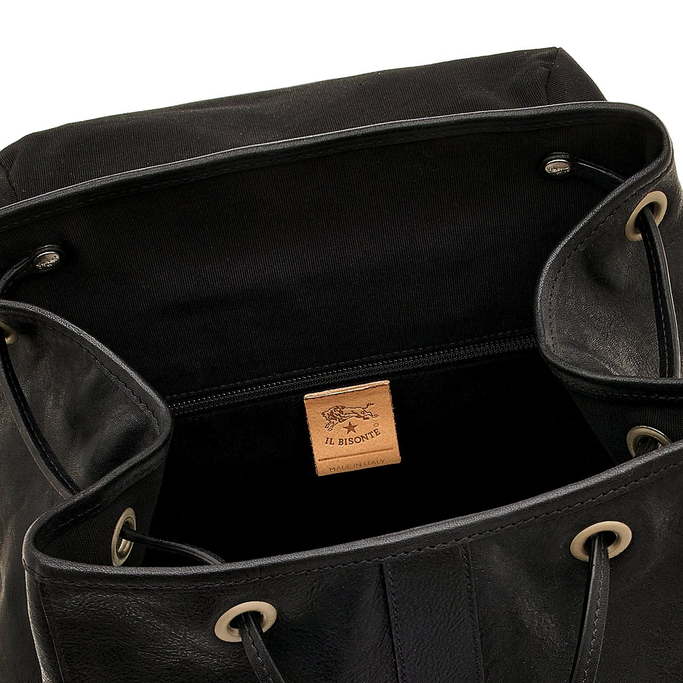 Il Bisonte 1990 Rucksack Herren Schwarz Vintageleder