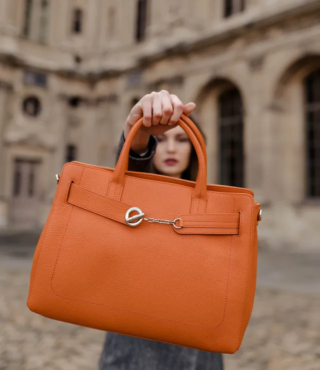 Lamarthe Paris Handtasche Orange Vollleder