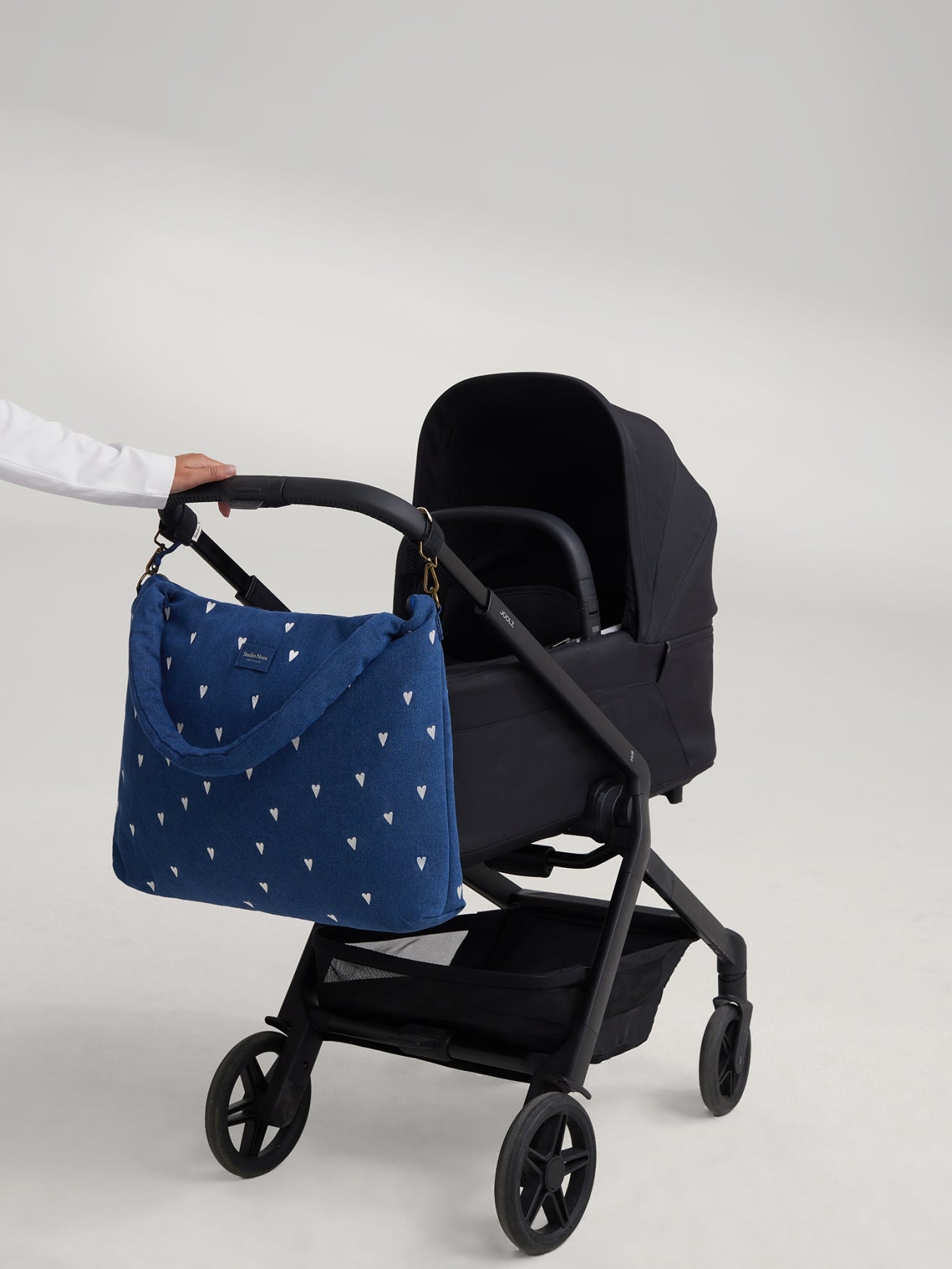 Studio Noos Denim Diaper Bag Wickeltasche Dark Blue Hearts Denim