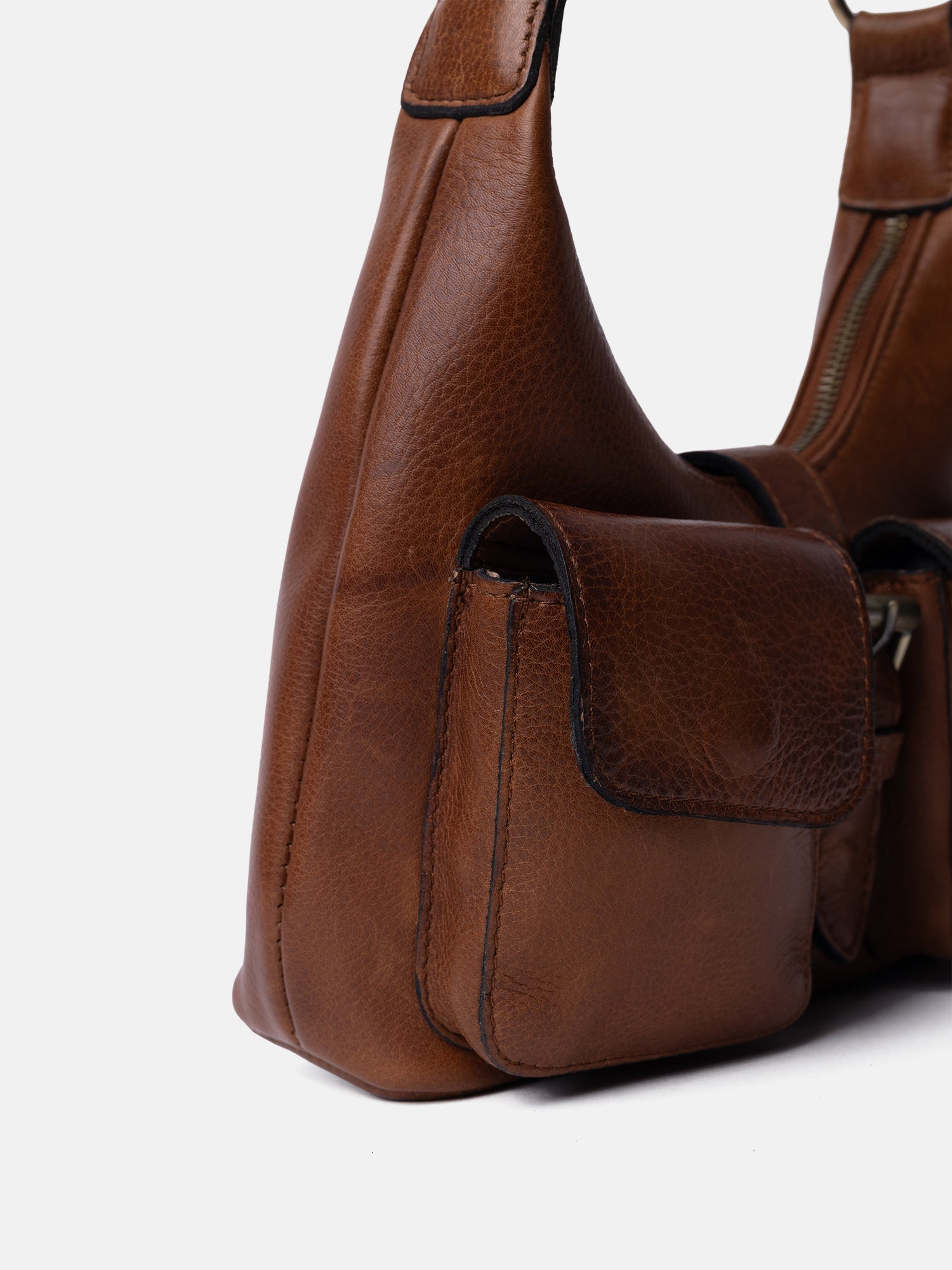 RE:DESIGNED Solvej Small Umhängetasche Walnut Vollleder
