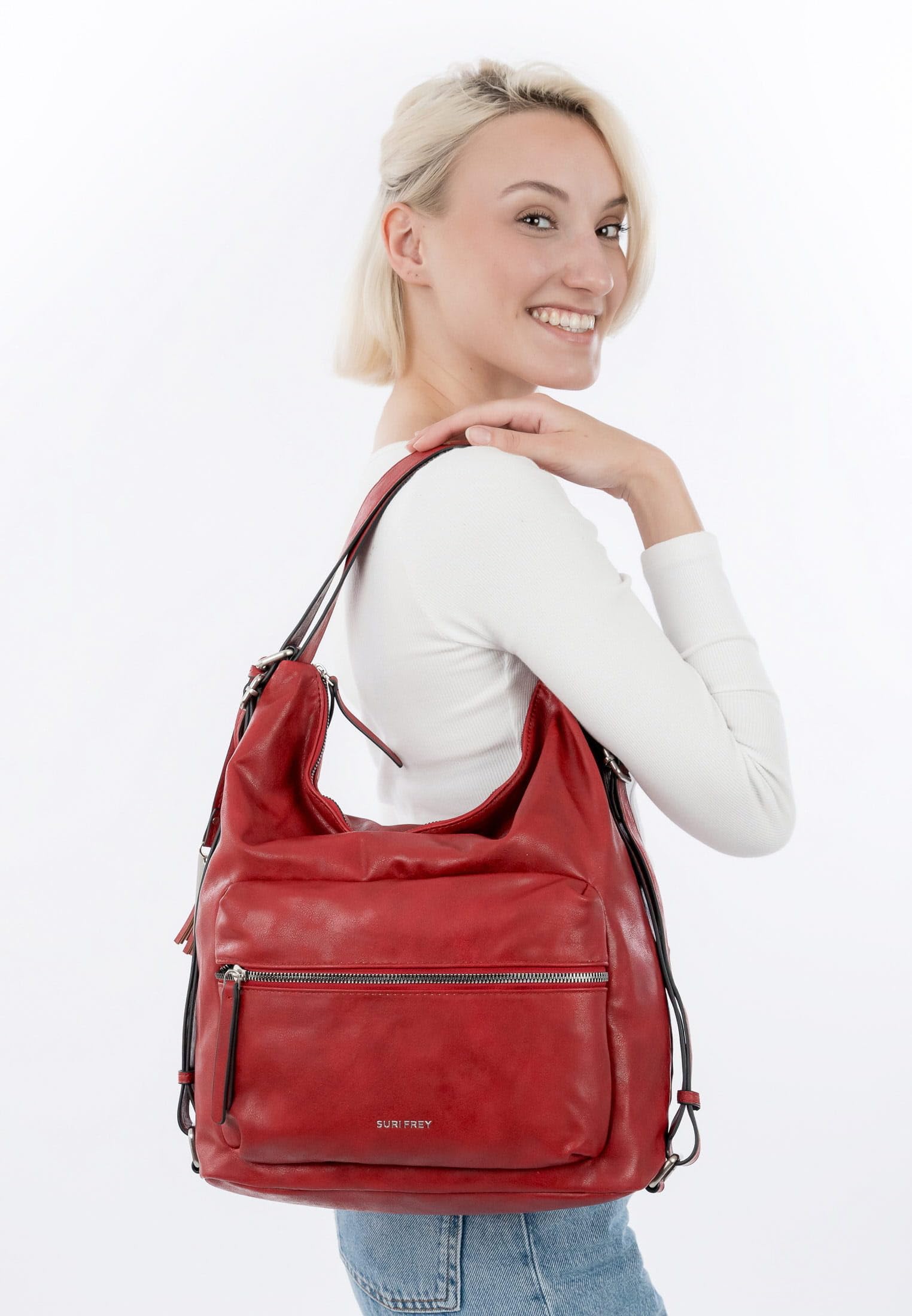 SURI FREY Carly Rucksack Rot 2-in-1 Umhängetasche