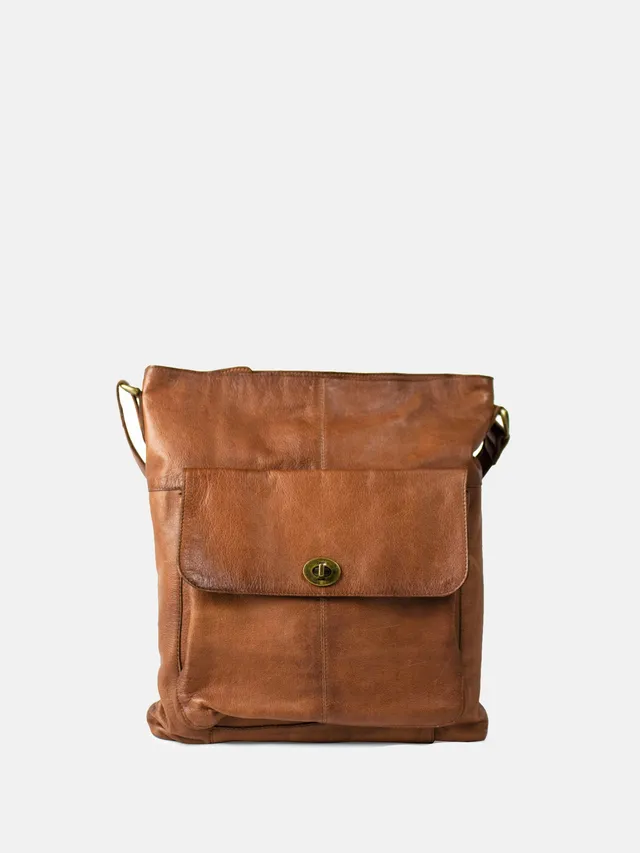 RE:DESIGNED 1656 Urban Umhängetasche Walnut Vollleder