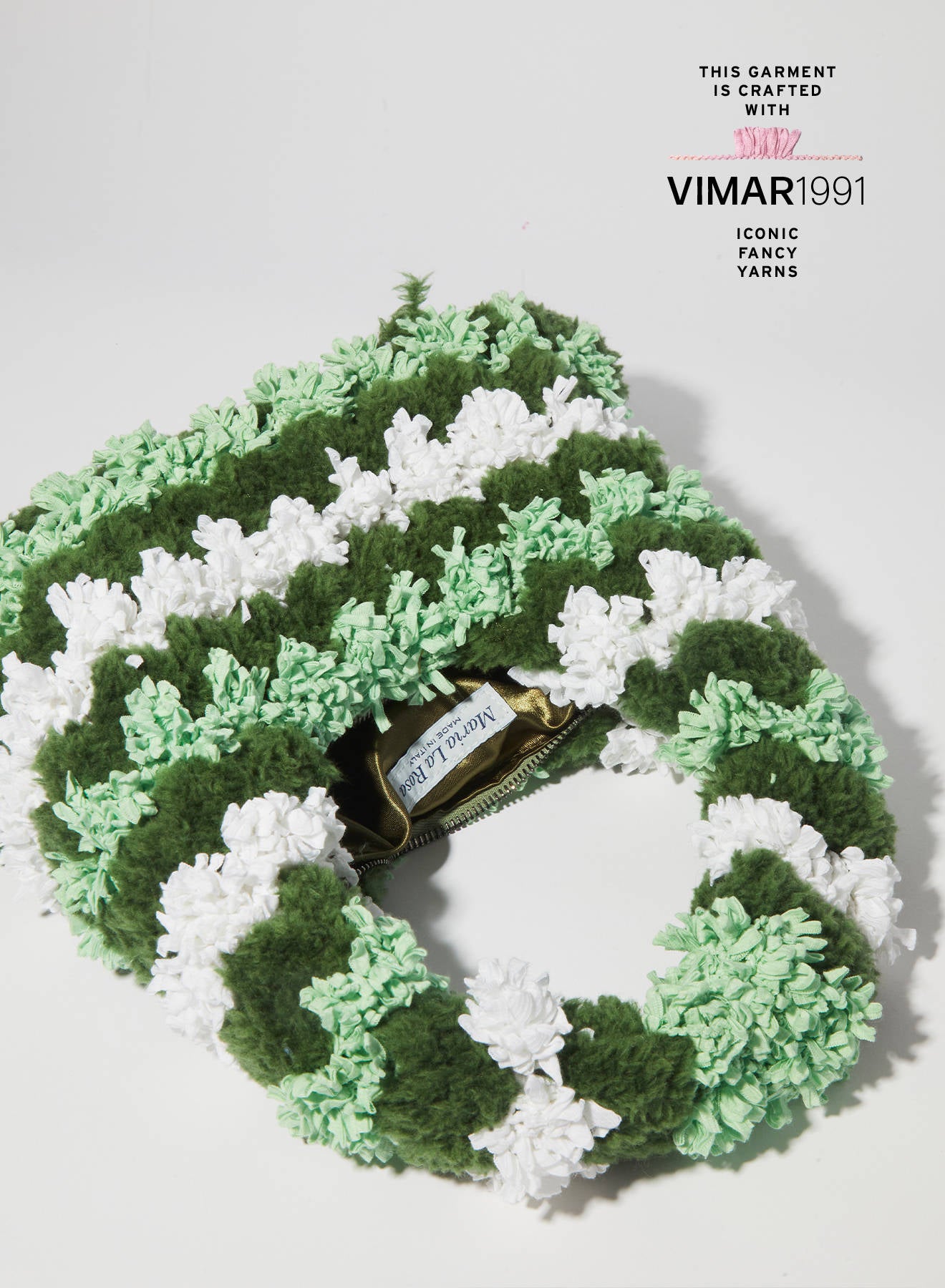 Maria la Rosa Moss Bag Clutch Grün Häkel-Optik
