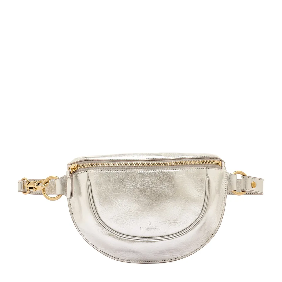 Il Bisonte Oliveta Gürteltasche Leder silber metallic