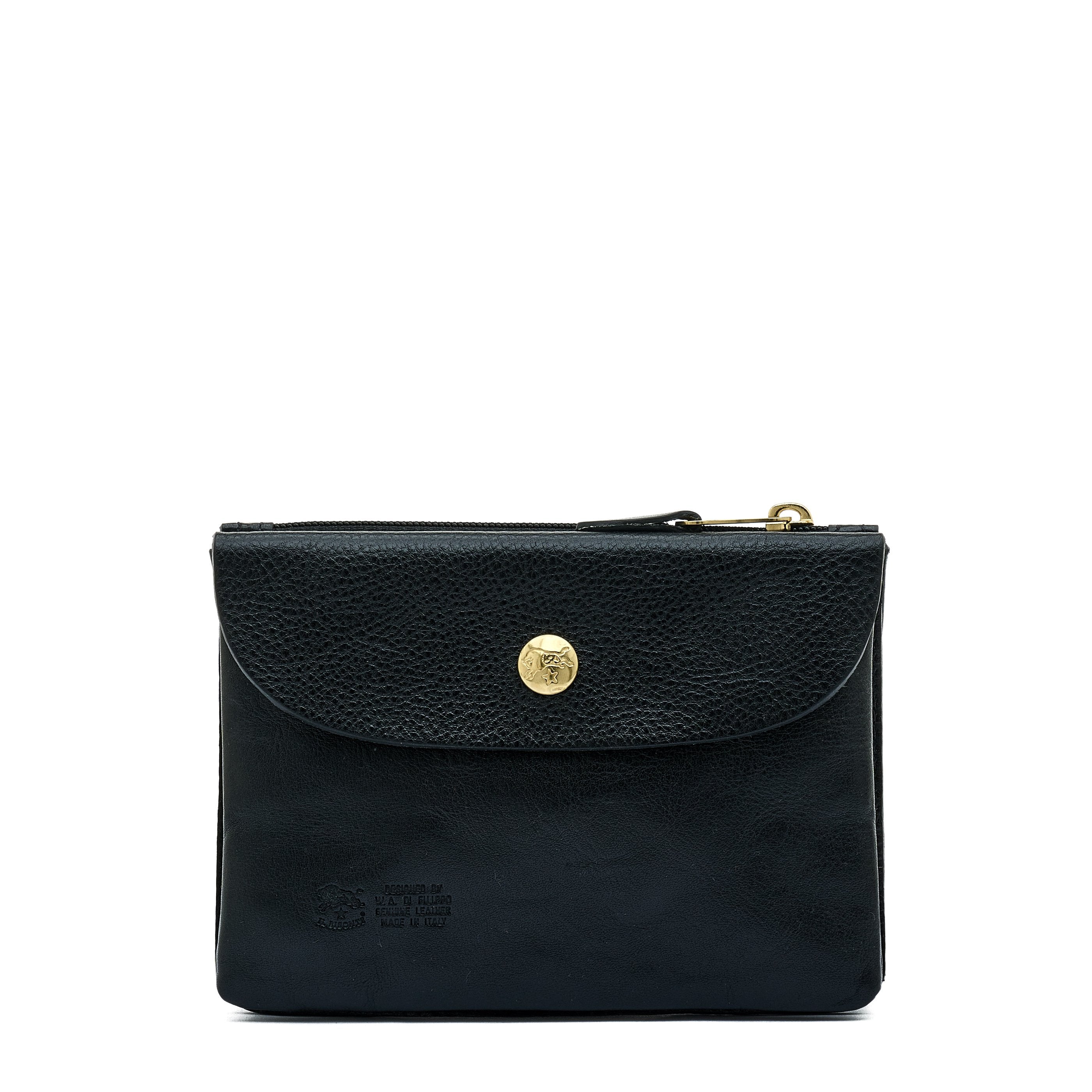 Il Bisonte Lederbeutel Bustina Clutch Vollleder Schwarz