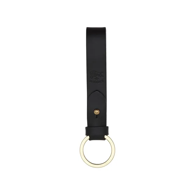 Il Bisonte Schlüsselanhänger Vacchetta-Leder Schwarz