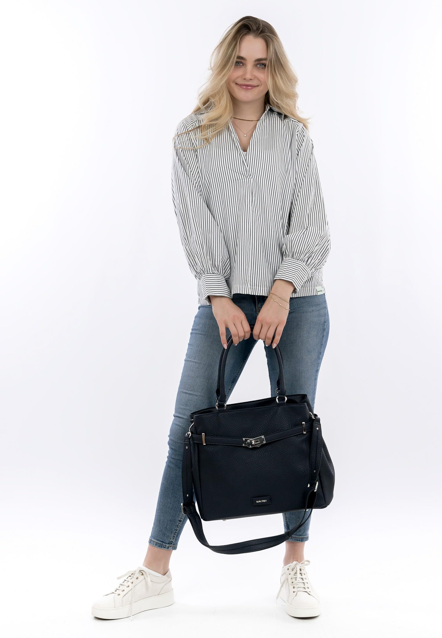 SURI FREY Leony Cityshopper M Handtasche Blau genarbt